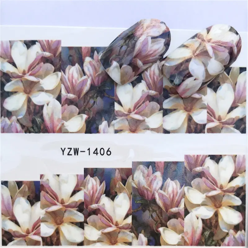 WUF 1 лист сердце/перо/цветок/животное вода наклейка для ногтей переводная наклейка для DIY маникюрные украшения - Цвет: YZW-1406