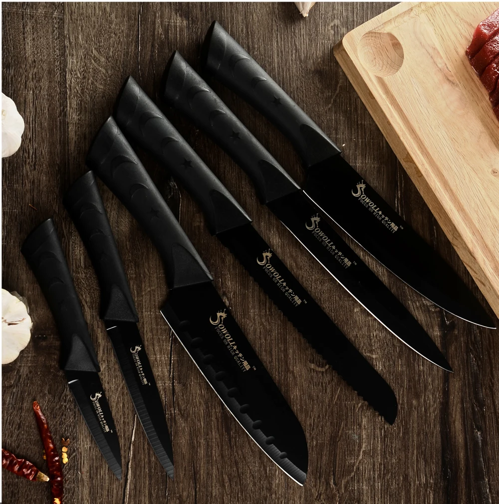 SOWOLL Stainless Steel Kitchen Knife 3.5'' 5'' 7'' 8'' Paring Utility Santoku Slicing Bread Chef Meat Fish