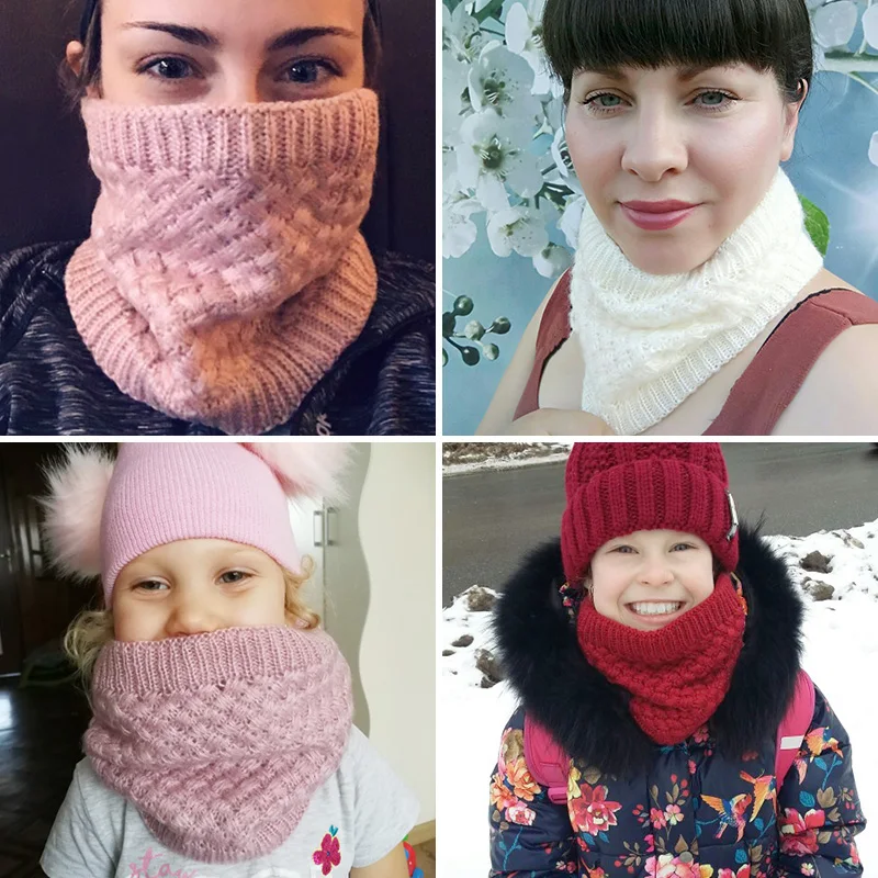 Вязаный шарф на шею зимний женский мужской толстый флис внутри шерстяной воротник кольцо шарф эластичный вязаный шарф снуд