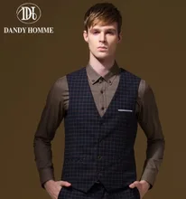 Men Suits Vests Formal Super Slim High Quality Plaid Autumn Winter Warm Young Man Business Wedding Groom Party Vest New Arrival