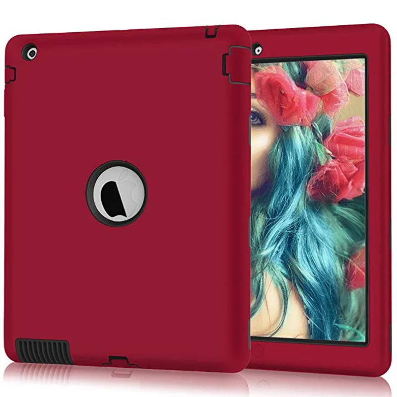 IPad 2 Чехол iPad 3 Чехол iPad 4 двухслойный чехол защитный чехол для 9," iPad 2/3rd/4-го поколения-красный/черный - Цвет: Черный