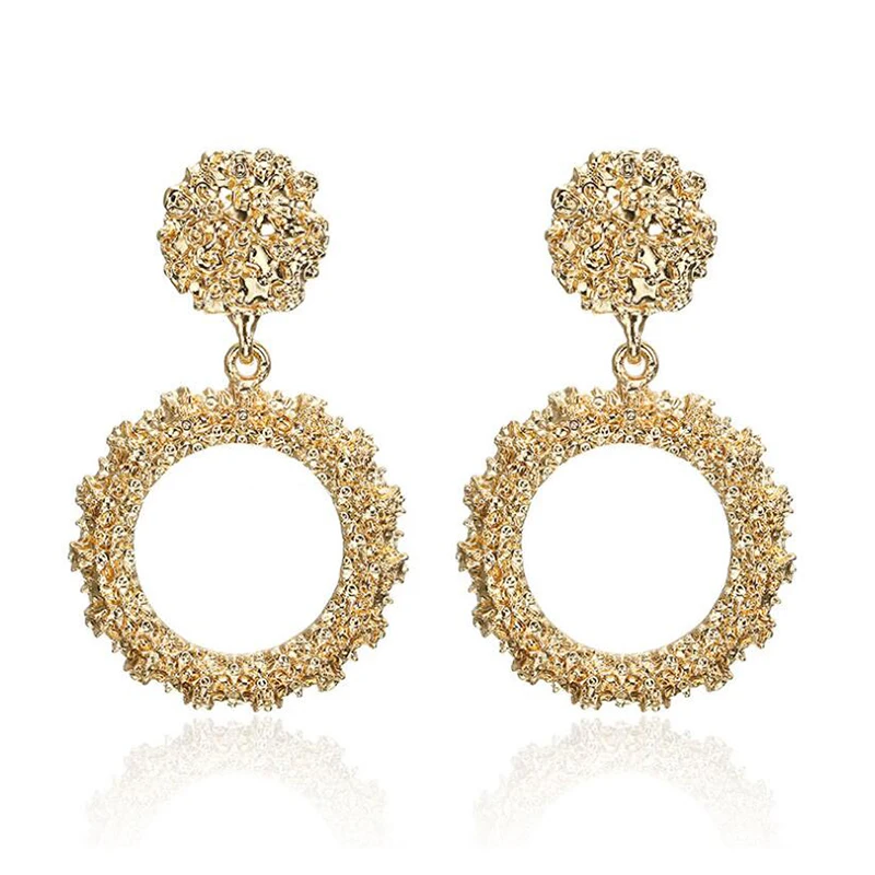 

New Round Vintage Large Earrings for Women Silver and Gold Color Trendy Drop Earrings Fashion Jewelry Gift X032