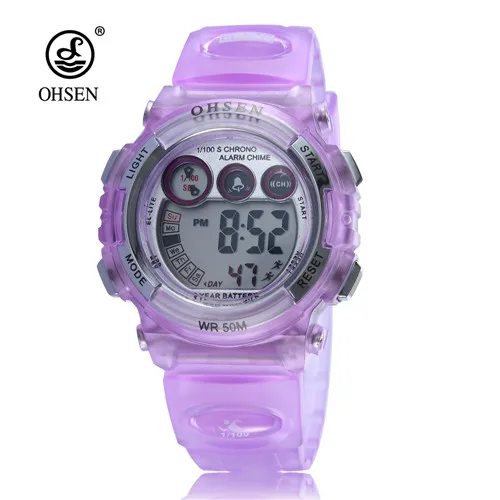 Новое поступление OHSEN Спортивные часы Дети Мальчики Девочки Мода светодиодный Дата День дисплей часы водонепроницаемые детские резиновые ручные часы Дети Relogio - Цвет: Purple