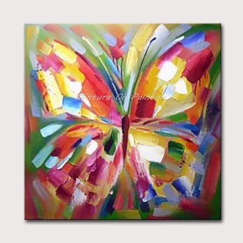 

Mintura Abstract Animal Art Beautiful and Colorful Butterfly Oil Painting for Living Room Hand Painted Acrylic Canvas No Framed
