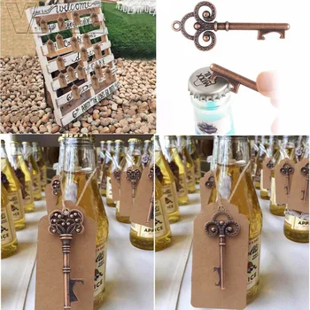 

50pcs Beer Opener Keychain Vintage With Tag Card Wedding Favors And Gifts For Guest Party Favors For Wedding Decoration