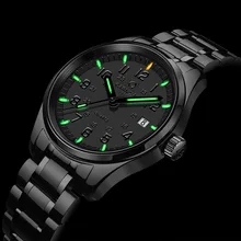 Кварцевые мужские часы для карнавала, Тритий, газ, светящиеся, мужские часы, топ, люксовый бренд, наручные часы, водонепроницаемые, стальные часы, relogio masculino
