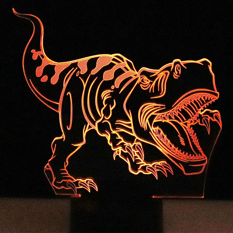 Beste 3D LED Nachtverlichting Tyrannosaurus Rex Dinosaurus met 7 Kleuren Licht voor Woondecoratie Lamp Verbazingwekkende Visualisatie Optische Illusi