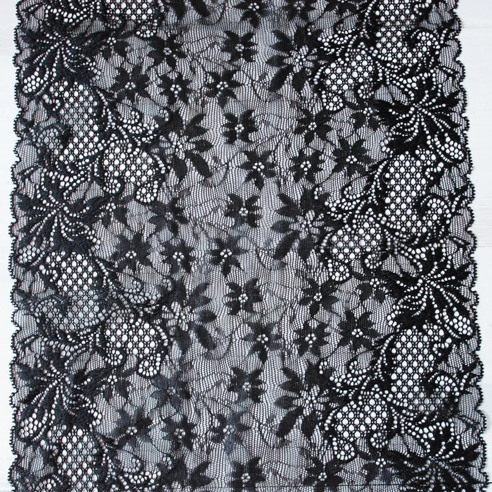 25 см ширина нейлон эластичный стрейч черный кружево отделка для DIY аксессуары одежды Lingeire Швейные Аппликации французский чистая кружевная ткань