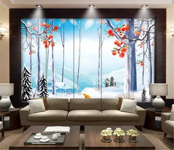 

3d Wallpaper Nordic Hand-Painted Beautiful Snow Forest Squirrel Wallpaper 3d on the wall Indoor Decoration Mural Wallpaper