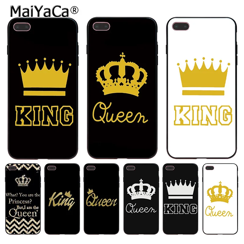 cheap MaiYaCa For iphone 7 6 X 8 Case Queen King Crown PRINCESS Gold Black Phone Case for iPhone 8 7 6 6S Plus X 5 5S XS XR XSMAX