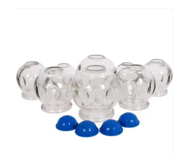 

8Pcs Beauty Health Massage Glass Cupping Body Fire Cup Therapy Helper Anti Cellulite +4pcs Vacuum Silicone Cupping Sucker guasha
