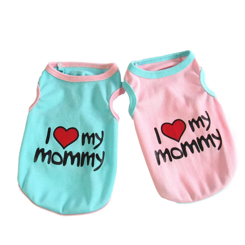 Summer Cute Dog Clothes Cotton Love My Mommy Daddy Sleeveless Pet Vest