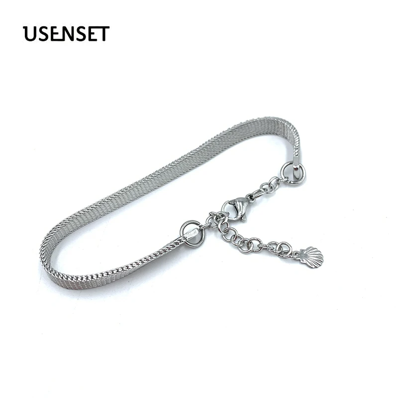 USENSET сетка из нержавеющей стали браслет для женщин ювелирные изделия 6 мм