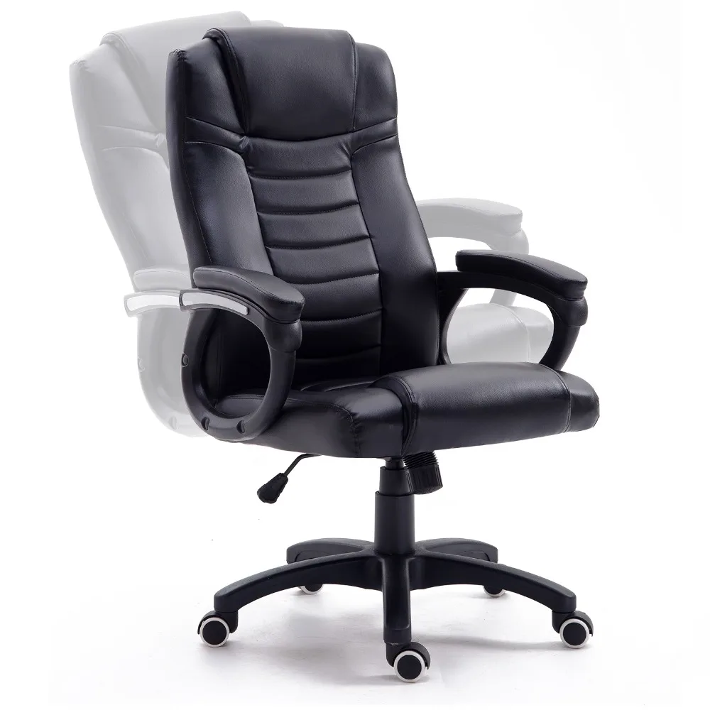 Samincom مريح عالية الظهر حجم كبير كرسي ألعاب الفيديو W51 x D52 x H110-120CM قطب بو الجلود الأسود كرسي مكتب