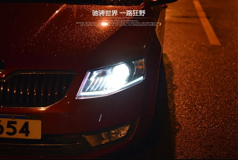 OUMIAO стиль для Skoda Octavia фары- Octavia светодиодный светодиодные дневные ходовые огни на передних фарах Биксеноновые линзы дальнего ближнего света парковки