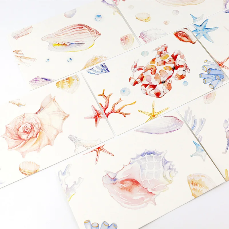 

30 pcs/lot Aquatic creatures whale Greeting Card Postcard Birthday Letter Envelope Gift Card Set Message Card