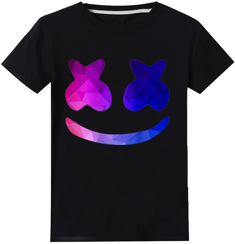 

Kids 2019 T Shirts DJ Marshmello Face Unisex T-shirt Short Sleeve Boy Casual Cotton Summer Tops Tees Hip-hop