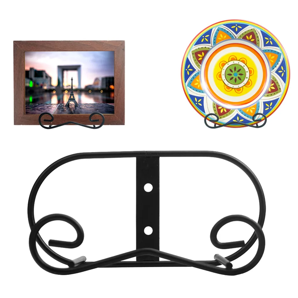 

Black Metal wall Mount Display Easel Horizontal Rack Plate Hanger Vertical Plate Stand Holders Picture frame Stand for Wall