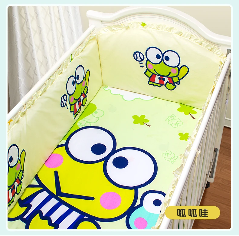 

Promotion! 5PCS Animal 100% cotton cot bedding kit baby bedding set (4bumper+sheet)