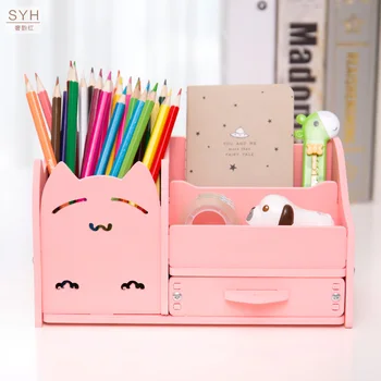

Muiti Function DIY School Desk Pen Pencils Drawer Case Storage Box Table Simple Pencil Shelf Holder Office Stationery Supplies