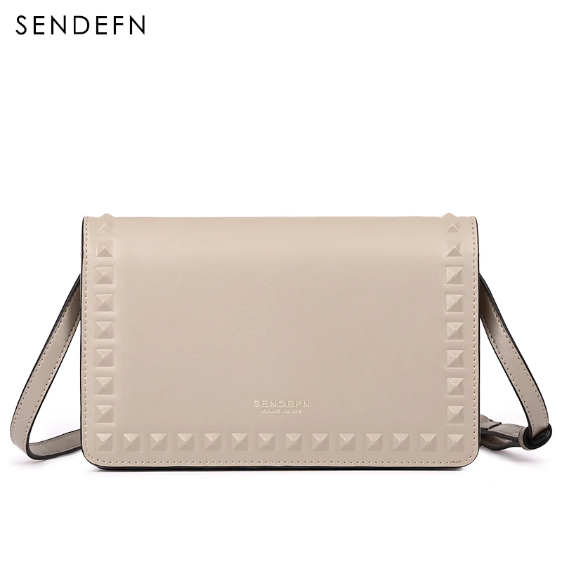 

SENDEFN Brand Crossbody Bag Casual Shoulder Bags Women Small Fashion Split Leather Messenger Bags Ladies New Rivet Bag 7088-68