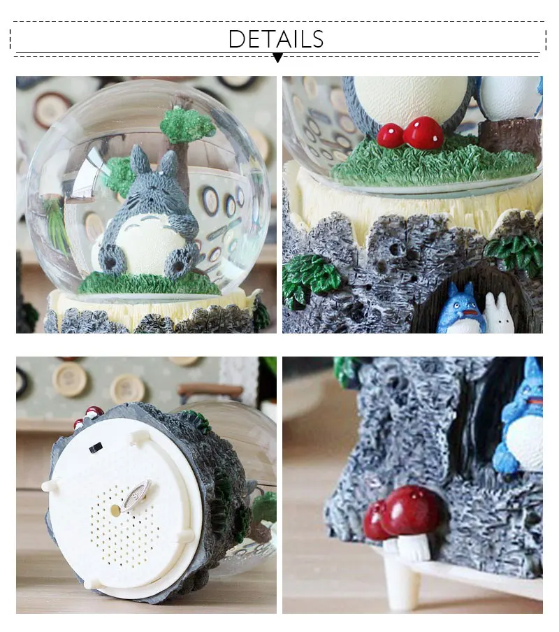 Вращающаяся игрушка «Тоторо» для маленьких детей, музыкальная шкатулка, поворотный Снежный шар, Кристальный красочный светящийся шар, рождественский подарок, музыкальная шкатулка