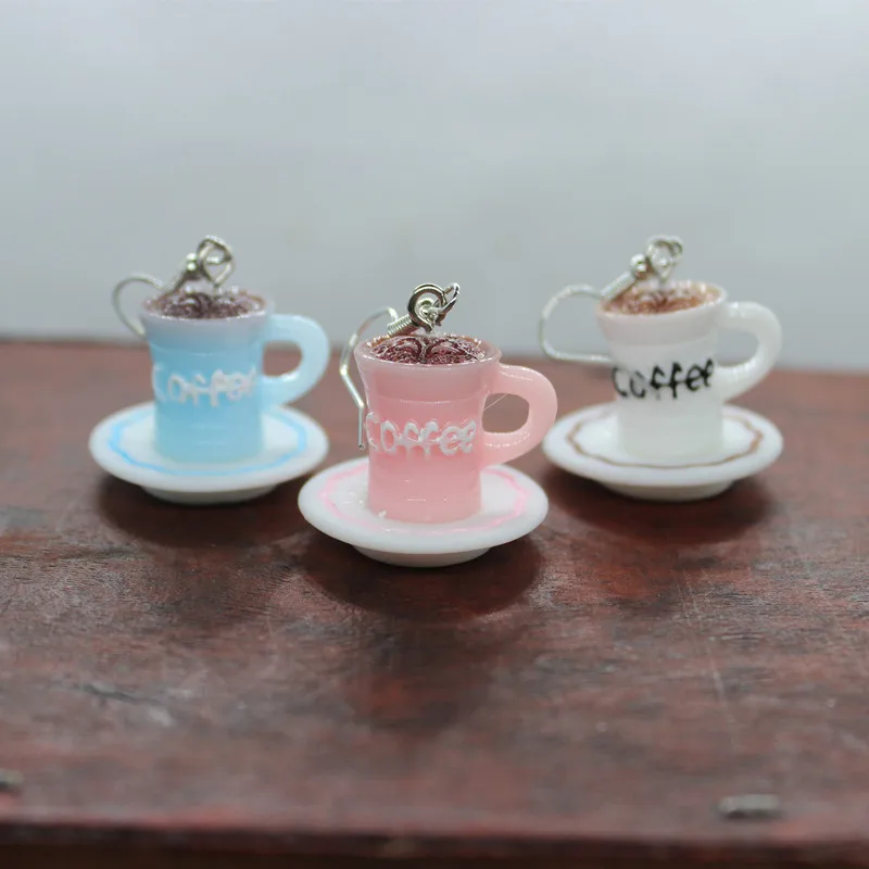 

Original Funny Simulation Resin Stereo Coffee Cup Earrings Women's Creative Fashion Personality Hand-made DIY Jewelry Gifts