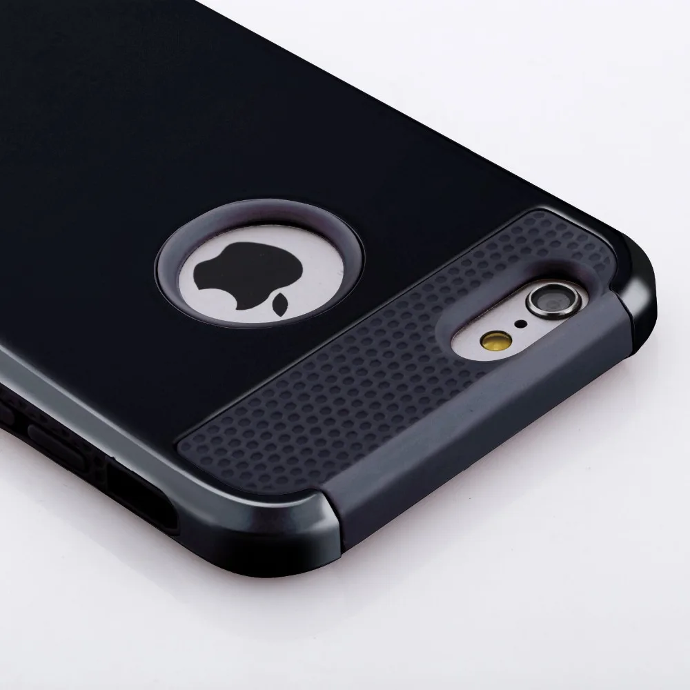 Black Hybrid Shockproof Hard Rugged Heavy Duty Cover Case For Apple iPhone 6 6S 4 7