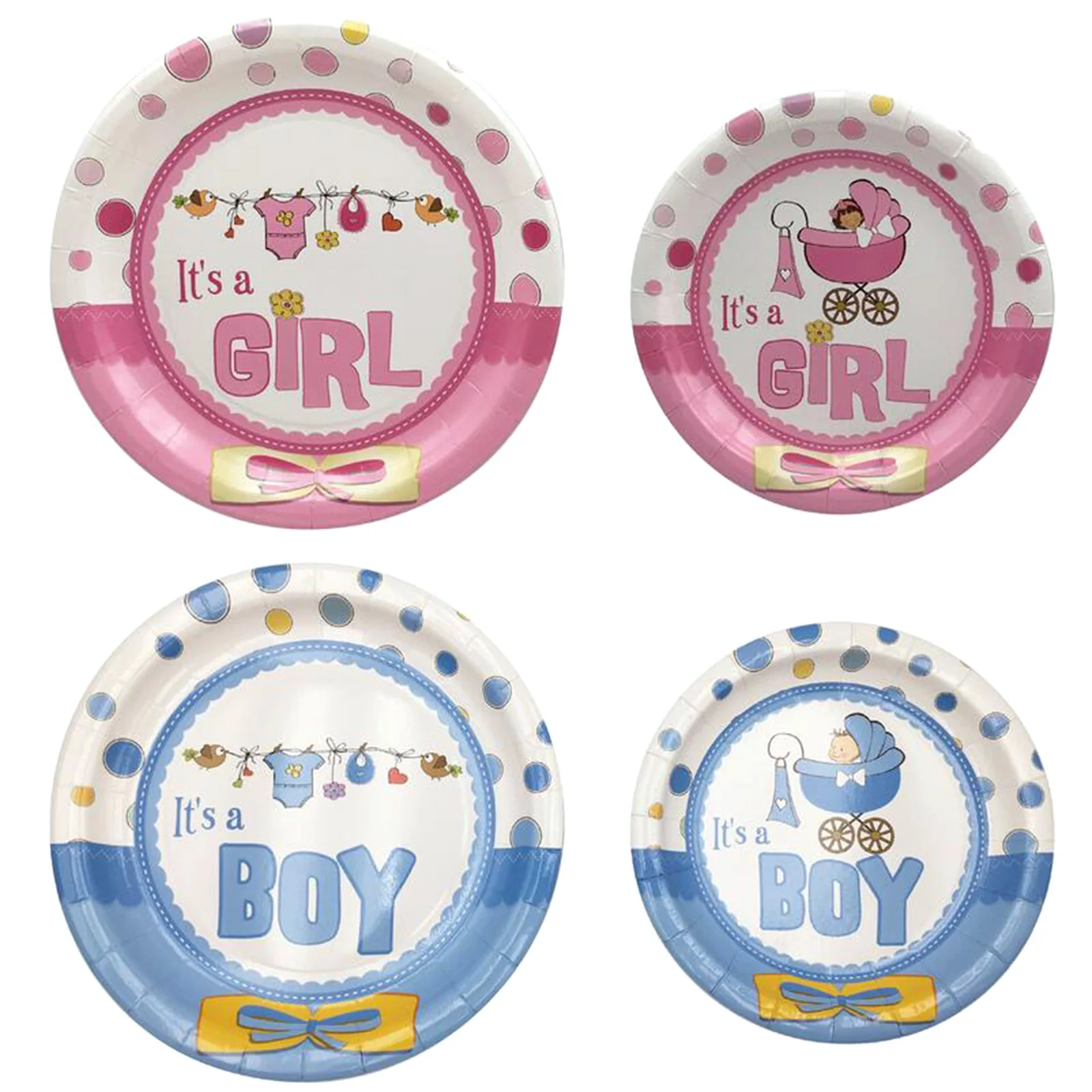 Unisex Disposable Plates Cups Napkins Knifes Fork Tableware Set Boy or Girl Gender Reveal Theme Party Birthday Baby Shower Decor