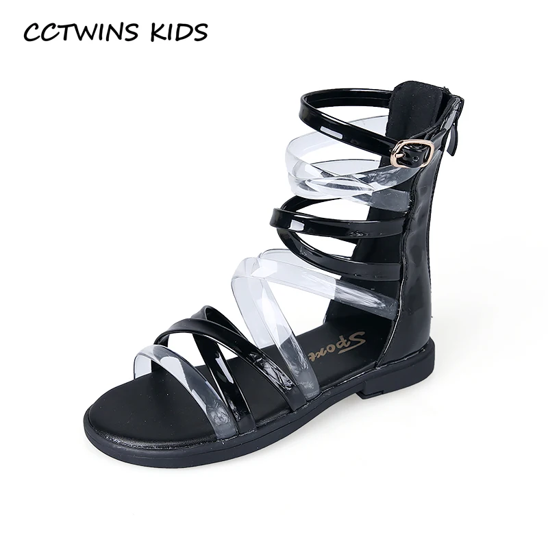 

CCTWINS Kids Shoes 2019 Summer Girls Fashion Princess High Tube Shoes Baby Brand Gladiator Sandals Children Beach Flats BG152