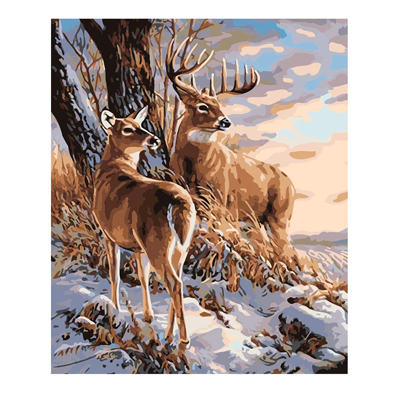 

Deer in the Forest Hand Made Paint High Quality Canvas Beautiful Painting By Numbers Surprise Gift Great Accomplishment