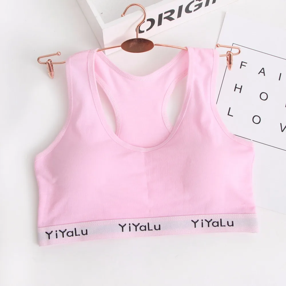 2018 Kids Sports Training Bra for Teenage Girl Underwear Bras Solid Color Wireless Cotton Girls Bra