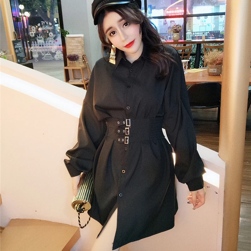 

Women Tops New Fashion White Black Long Sleeve Blouse Korean Style Turn-down Collar Long Shirts Casual Loose Camisas Mujer