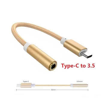 

Type-C to 3.5mm Earphone cable Adapter Headphone Audio Adapter Plug Phone Cable USB 3.1 Male to 3.5 AUX Audio Female Jack