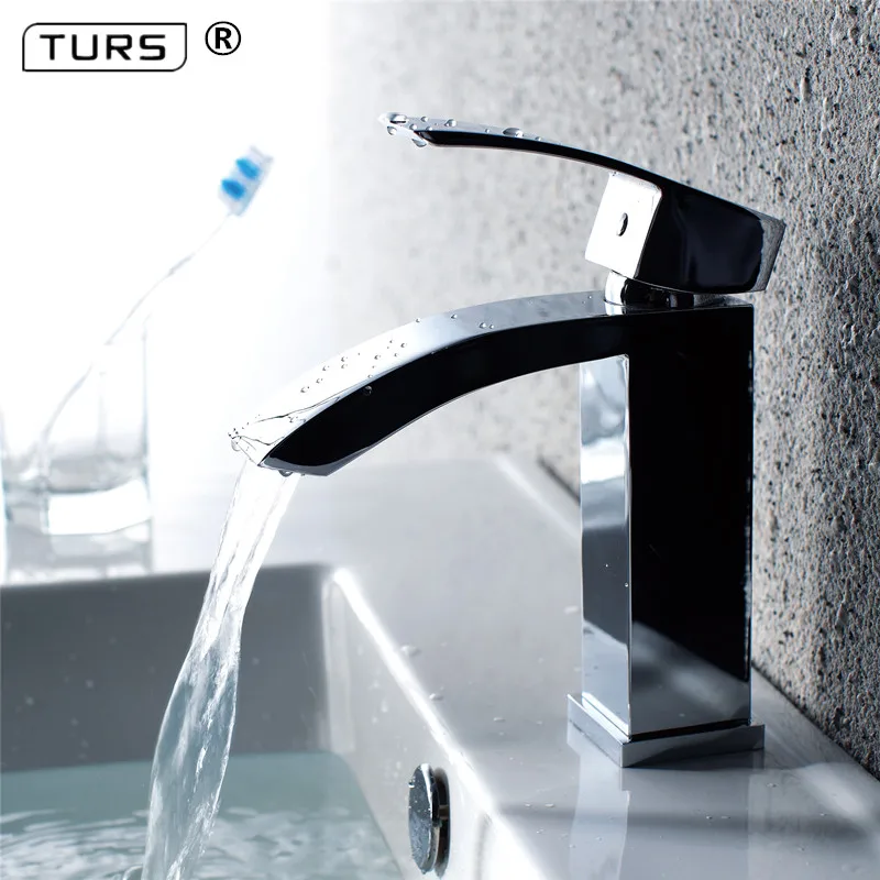 Free Shipping Waterfall Copper Bathroom Vanity For Washbasin Mixer Tap Chrome Basin Modern Fashion Style Chrome/Nickel Brushed |