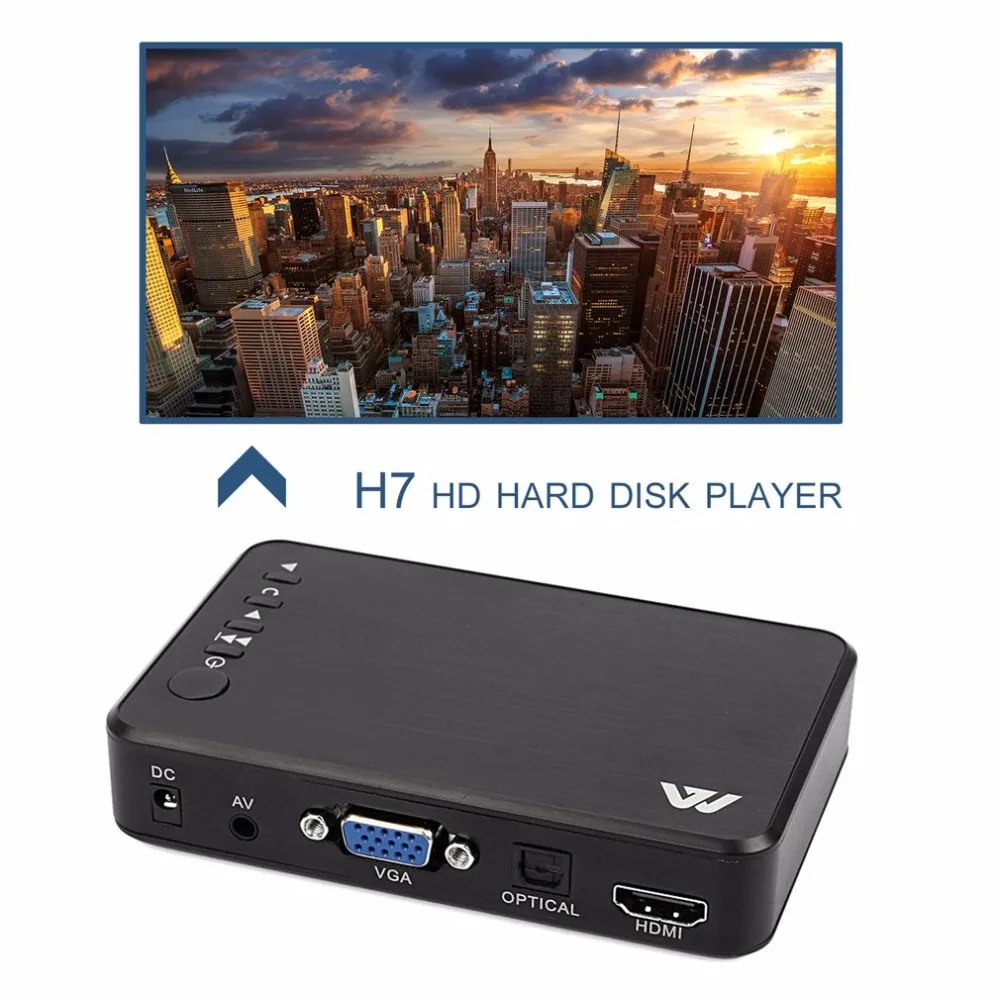 Мини Портативный Full HD 1920x1080 HDMI VGA AV USB жесткий диск U диск мультимедиа плеер H7 для домашнего автомобиля
