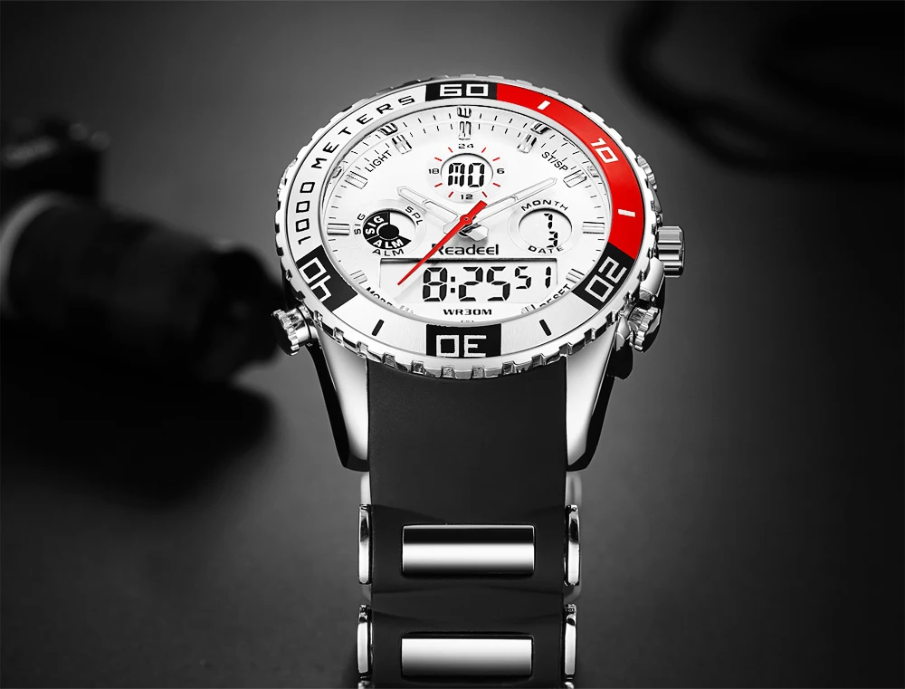 Readeel New Military Sports Watches Men Alarm Waterproof Watch LED Light Shock Digital Wristwatches