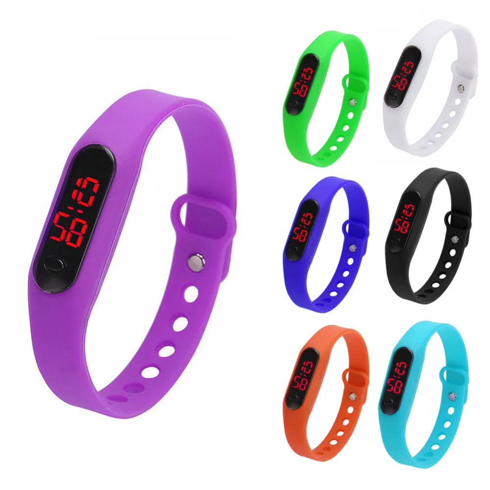 Fashion Candy Silicone Rubber LED watches Women Men Date Sports Unisex Casual Bracelet Watches