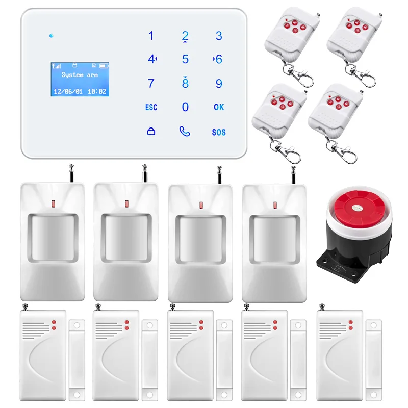 English Russian Spanish French version Andriod IOS APP Control Wireless Home Security Alarm LCD Screen GSM Alarm Security System