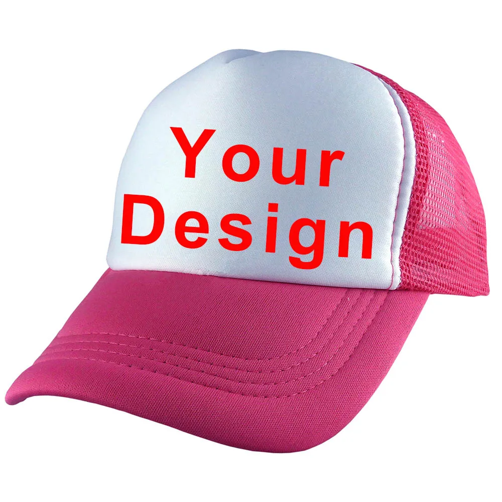 Кепка с принтом на заказ для женщин и девочек, бейсболка из полиэстера с логотипом «сделай сам», бейсболка с сеткой, Регулируемая Кепка для мужчин и мальчиков, Повседневная Детская кепка - Цвет: dark pink