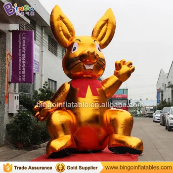 

Decorative 5 Meters tall large inflatable golden rabbit customized digital print giant inflatable hare sales toy sports