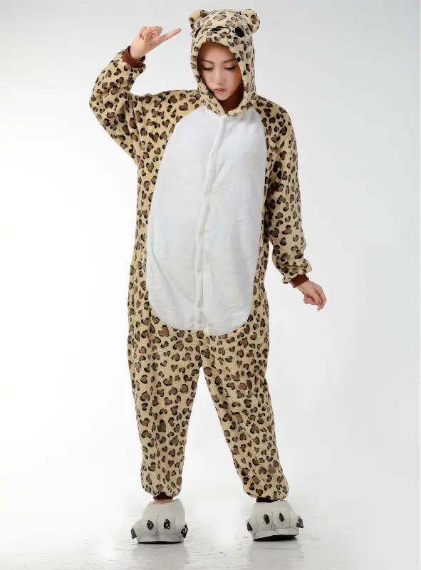 Мужские Женские мультфильм Leopard взрослых животных Комбинезоны onsie пижамы Комбинезоны для женщин c355 S/M/L/XL/ XL