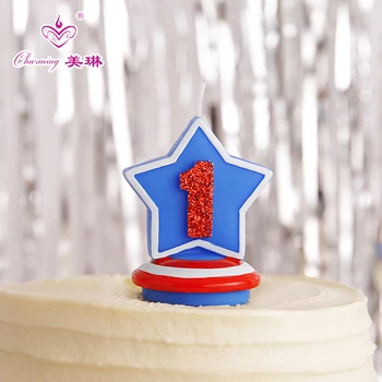

Bright pink blue creative number candle children party cake candle boy age baby full moon birthday candle