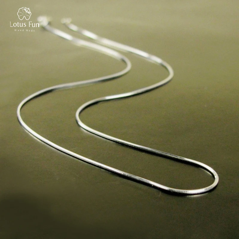 

Lotus Fun 2017 Genuine 925 Sterling Silver Snake Chain Necklaces for Women 43cm Vintage Choker Necklace Fine Jewelry Dropship