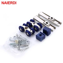 NAIERDI Light Sliding Door Roller 4 Wheels Home Room Wood Door Hanging Wheels Rail Track Pulley Bear 30KG For Furniture Hardware