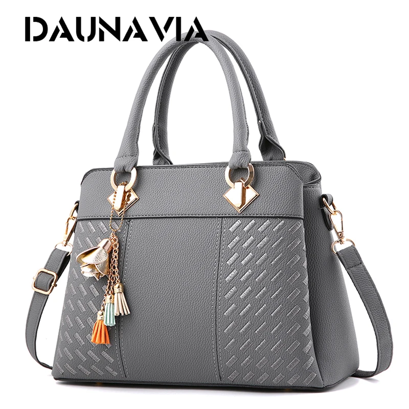 

Women Bag Shoulder Bag Pu Leather Totes Lady Simple Style Fashion Color Tassel Zipper Pockets High Capacity Crossbody Handbag