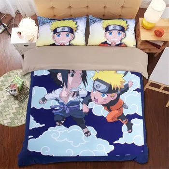 

Japanese Anime Bedding Sets Duvet Cover Flat Sheet 3/4pcs Twin full Queen King Children Teen Boy 3D cool ninja Bedroom set