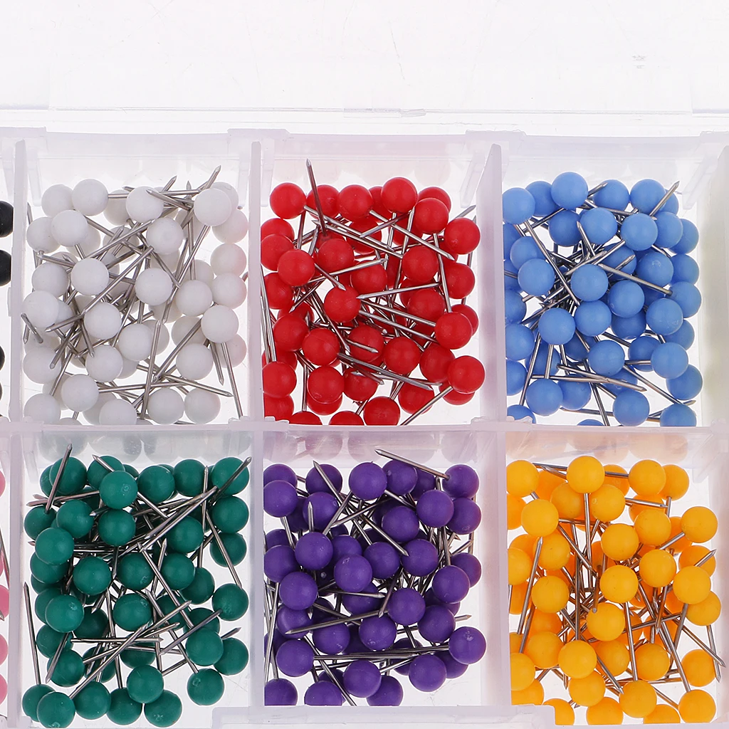 A Box of 500pcs Plastic Round Head Push Pins Office Drawing Pins Map Tacks Thumbtack