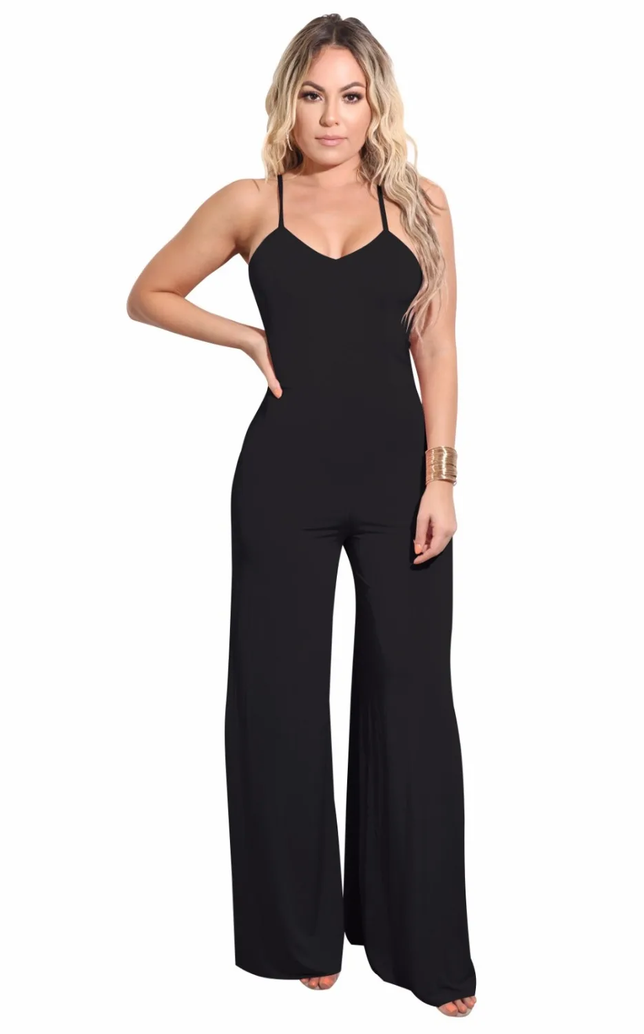 2017 Summer Women black white new Loose Jumpsuit Sexy Shoulder straps