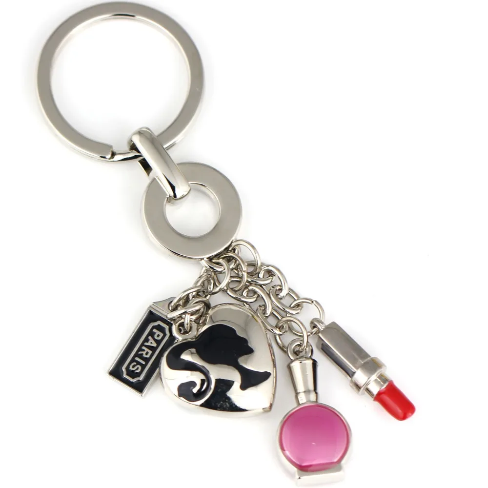 lipstick keychain for women cute heart key chain key holder high quality perfume bottle keychain